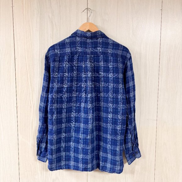 Brooks Brothers 100% Linen Blue Plaid Long Sleeve Button Down Long Sleeve Top - Picture 3 of 7